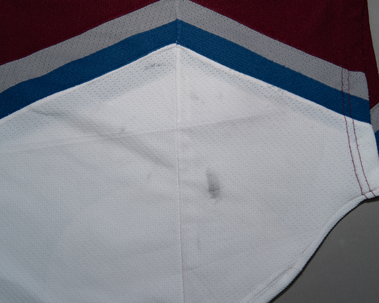 David Aebischer Colorado Avalanche game worn jersey tagging David Aebischer Colorado Avalanche game worn jersey tagging