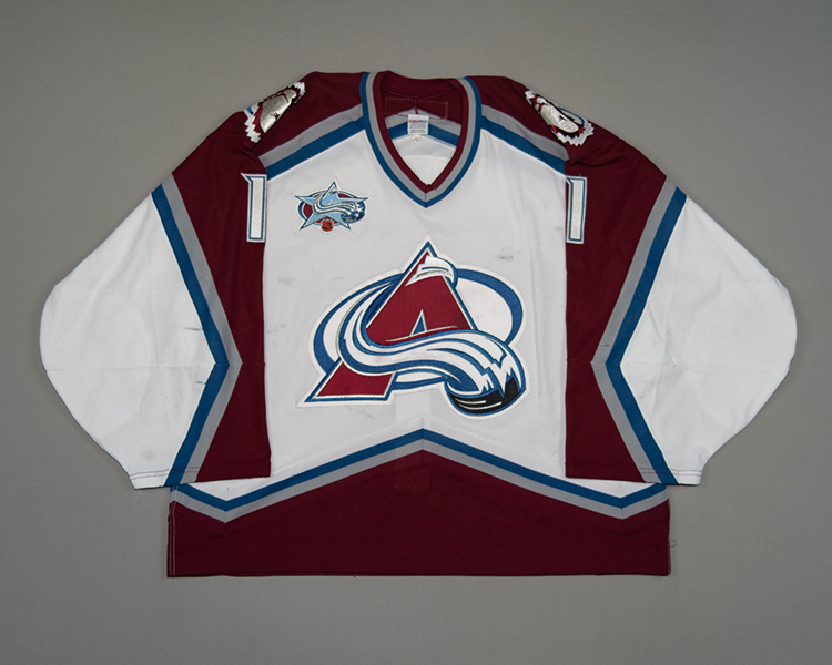 David Aebischer Colorado Avalanche game worn jersey Front David Aebischer Colorado Avalanche game worn jersey Front