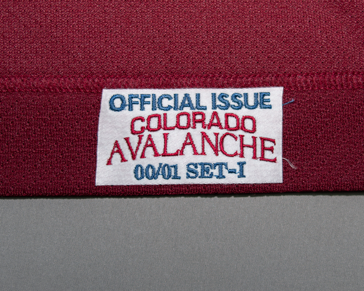 David Aebischer Colorado Avalanche game worn jersey tagging David Aebischer Colorado Avalanche game worn jersey tagging