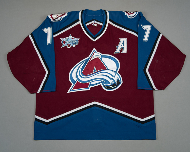 Ray Bourque Colorado Avalanche game worn jersey Front Ray Bourque Colorado Avalanche game worn jersey Front