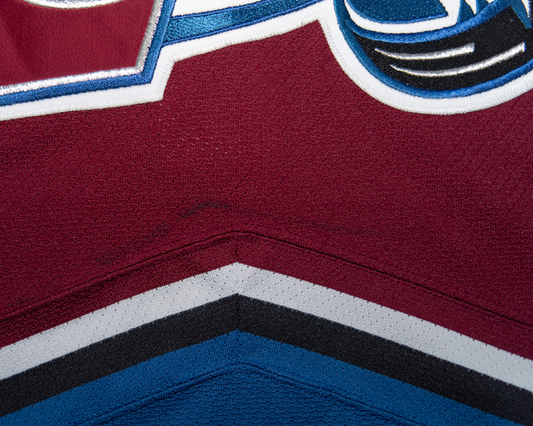 Ray Bourque Colorado Avalanche game worn jersey tagging Ray Bourque Colorado Avalanche game worn jersey tagging