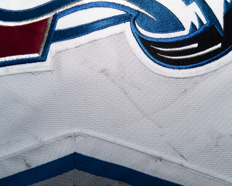 Chris Drury Colorado Avalanche game worn jersey tagging Chris Drury Colorado Avalanche game worn jersey tagging