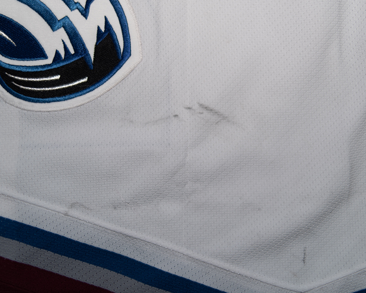 Scott Parker Colorado Avalanche game worn jersey tagging Scott Parker Colorado Avalanche game worn jersey tagging