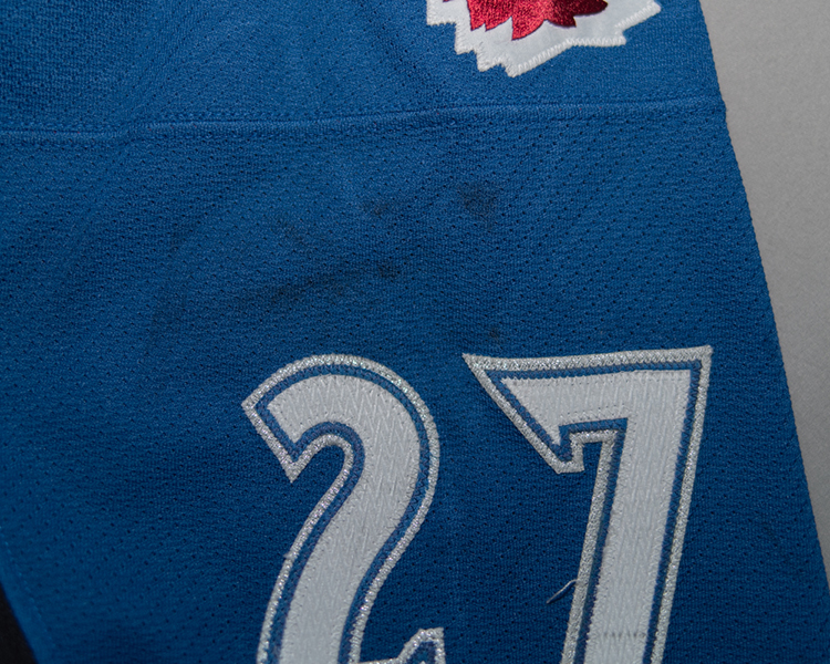 Scott Parker Colorado Avalanche game worn jersey tagging Scott Parker Colorado Avalanche game worn jersey tagging