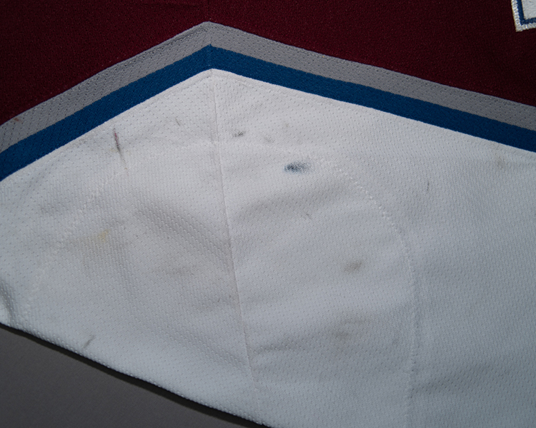 02-03 Mike Keane Colorado Avalanche game worn jersey sleeve wear 02-03 Mike Keane Colorado Avalanche game worn jersey sleeve wear