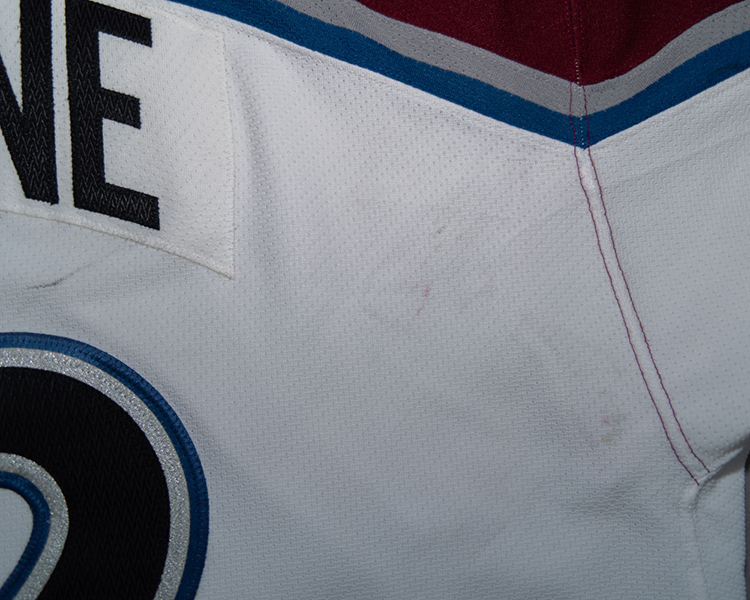 02-03 Mike Keane Colorado Avalanche game worn jersey set tag 02-03 Mike Keane Colorado Avalanche game worn jersey set tag