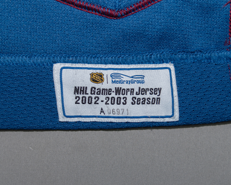 Chris McAllister Colorado Avalanche game worn jersey tagging