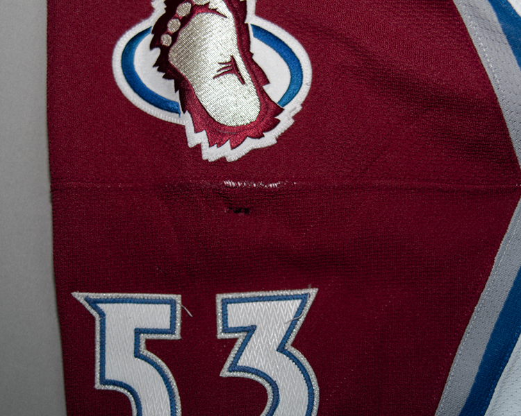 Brett McLean Colorado Avalanche game worn jersey tagging Brett McLean Colorado Avalanche game worn jersey tagging