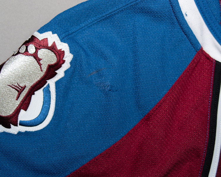 Jeff Finger Colorado Avalanche game worn jersey tagging Jeff Finger Colorado Avalanche game worn jersey tagging