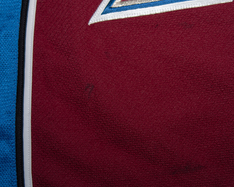 Jeff Finger Colorado Avalanche game worn jersey tagging Jeff Finger Colorado Avalanche game worn jersey tagging