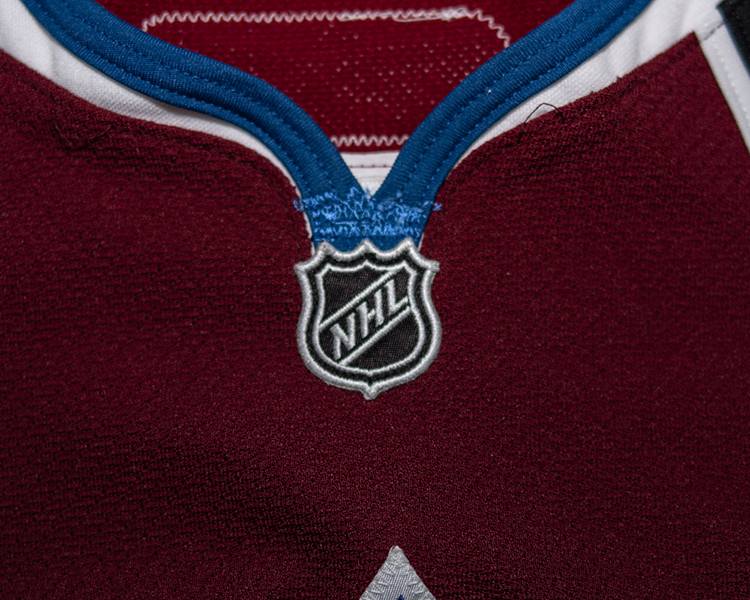 Jeff Finger Colorado Avalanche game worn jersey tagging Jeff Finger Colorado Avalanche game worn jersey tagging