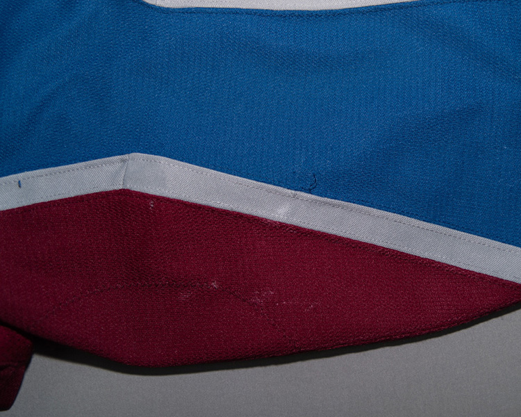 Tyson Jost game worn jersey sleeve damage Tyson Jost game worn jersey sleeve damage