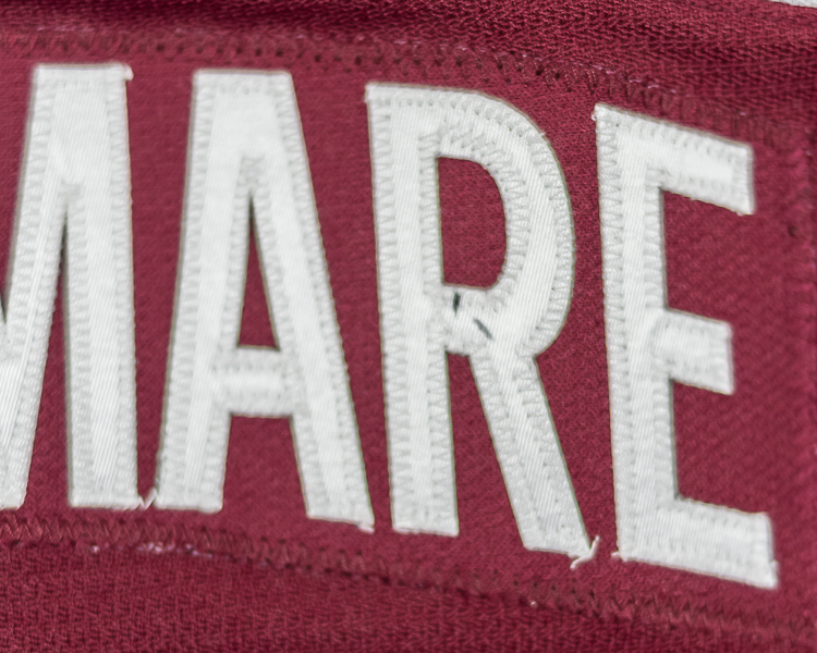 Pierre-Édouard Bellemare game worn jersey nameplate marks Pierre-Édouard Bellemare game worn jersey nameplate marks