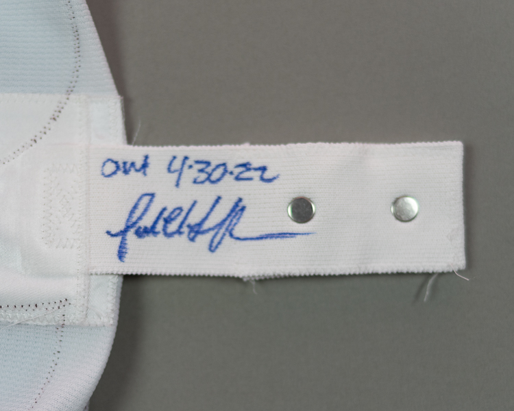 JT Compher game worn jersey fight strap JT Compher game worn jersey fight strap