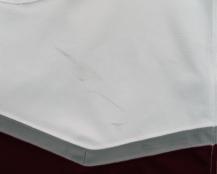 JT Compher game worn jersey body marks JT Compher game worn jersey body maarks
