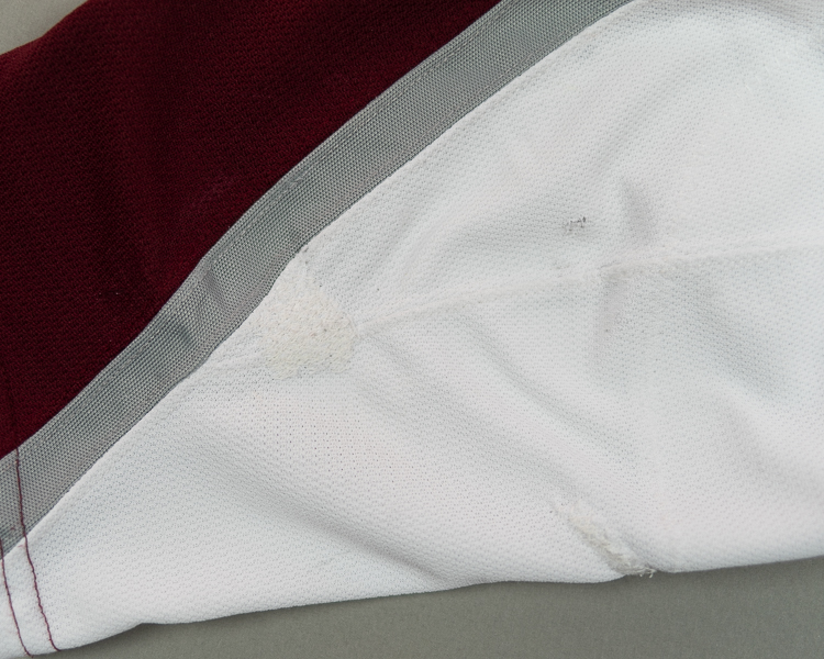 JT Compher game worn jersey sleeve repairs JT Compher game worn jersey NHL sleeve repairs