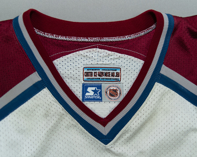 Adam Deadmarsh Colorado Avalanche game worn jersey tagging Adam Deadmarsh Colorado Avalanche game worn jersey tagging