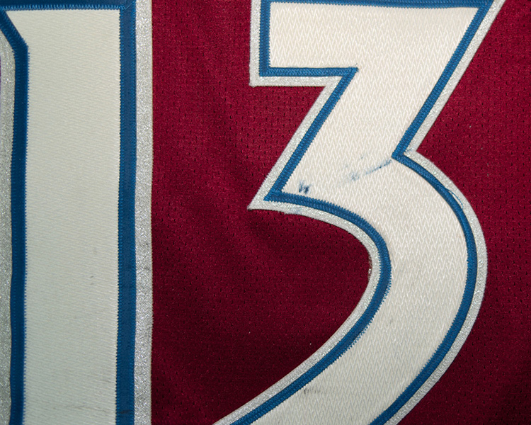 Valeri Kamensky Colorado Avalanche game worn jersey tagging Valeri Kamensky Colorado Avalanche game worn jersey tagging