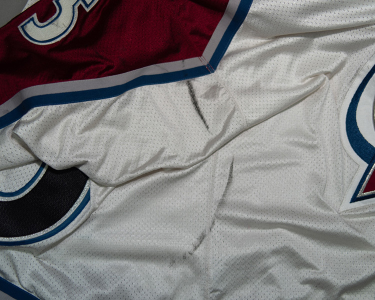 Mike Keane Colorado Avalanche game worn jersey tagging Mike Keane Colorado Avalanche game worn jersey tagging