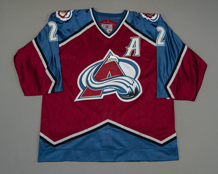 Sylvain Lefebvre Colorado Avalanche game worn jersey Front Sylvain Lefebvre Colorado Avalanche game worn jersey Front