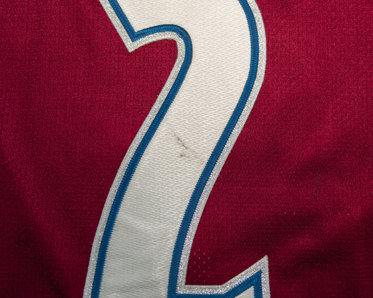 Sylvain Lefebvre Colorado Avalanche game worn jersey tagging Sylvain Lefebvre Colorado Avalanche game worn jersey tagging