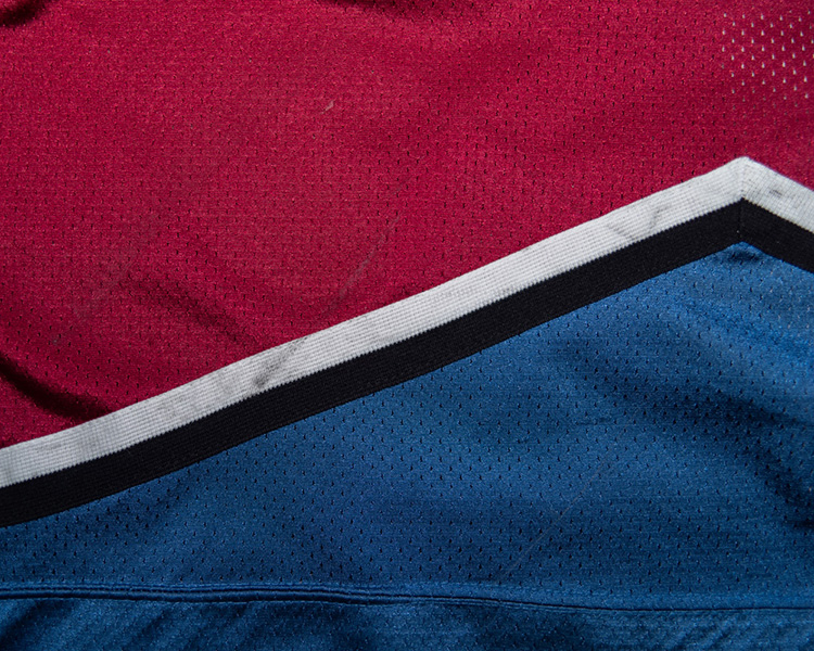Sandis Ozolinsh Colorado Avalanche game worn jersey wash tag Sandis Ozolinsh Colorado Avalanche game worn jersey wash tag