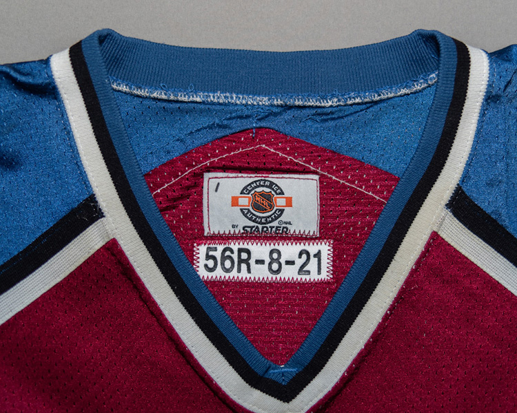 Rene Corbet Colorado Avalanche game worn jersey tagging Rene Corbet Colorado Avalanche game worn jersey tagging