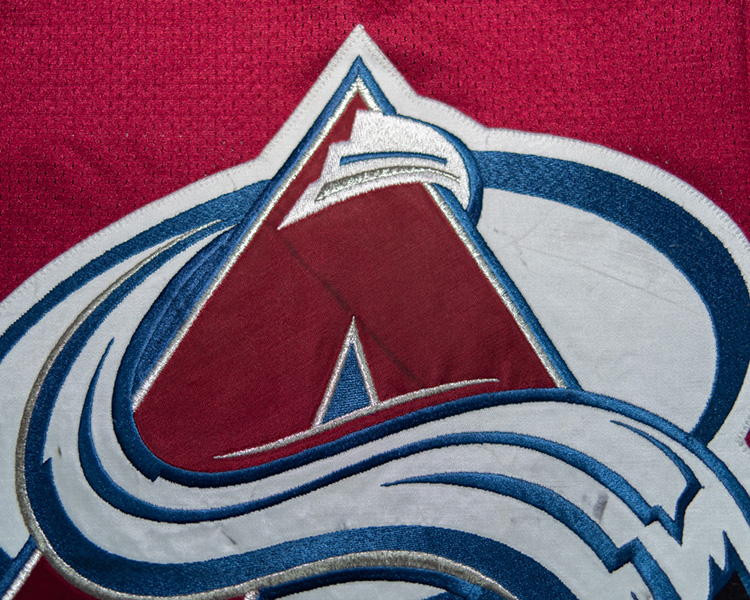 Rene Corbet Colorado Avalanche game worn jersey tagging Rene Corbet Colorado Avalanche game worn jersey tagging