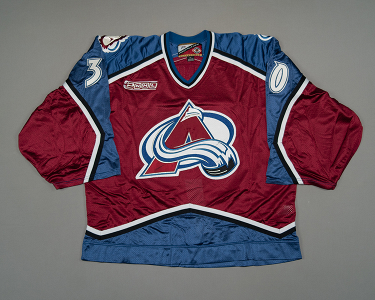 Marc Denis Colorado Avalanche game worn jersey Front Marc Denis Colorado Avalanche game worn jersey Front