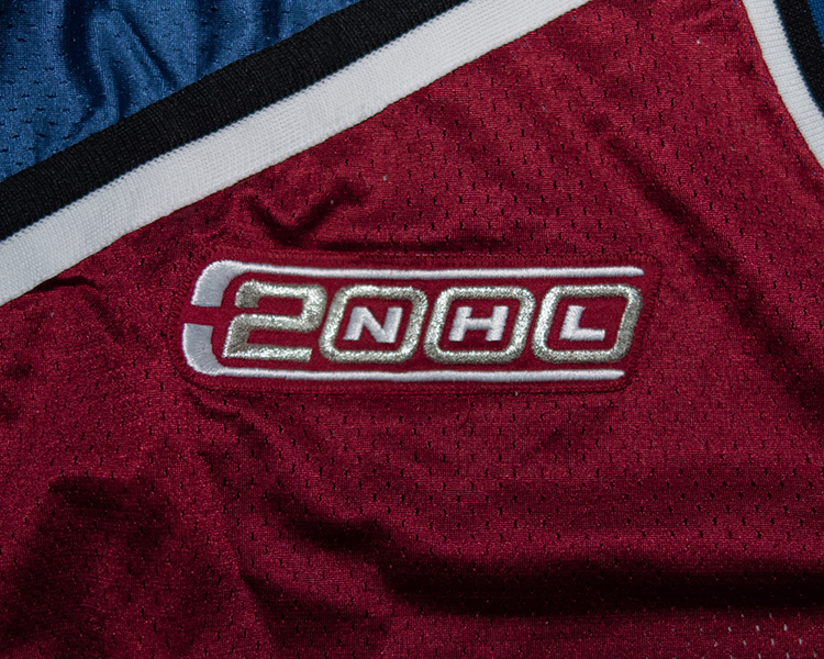 Marc Denis Colorado Avalanche game worn jersey tagging Marc Denis Colorado Avalanche game worn jersey tagging