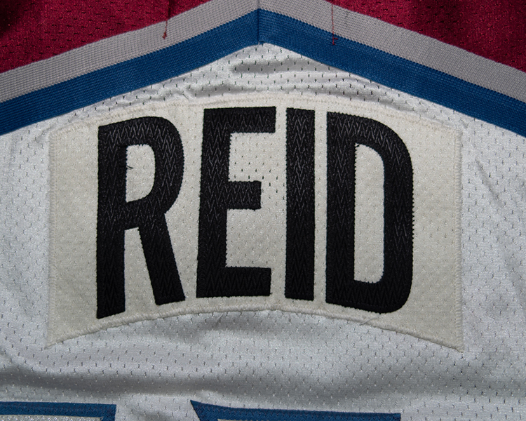 Dave Reid Colorado Avalanche game worn jersey tagging Dave Reid Colorado Avalanche game worn jersey tagging