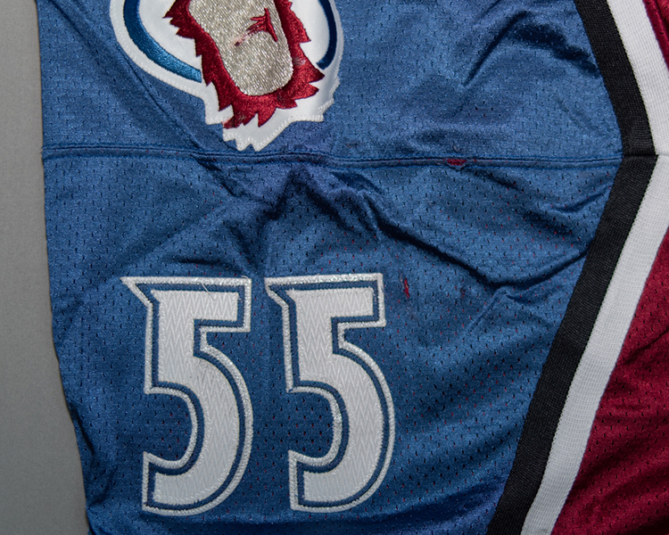Martin Skoula Colorado Avalanche game worn jersey tagging Martin Skoula Colorado Avalanche game worn jersey tagging